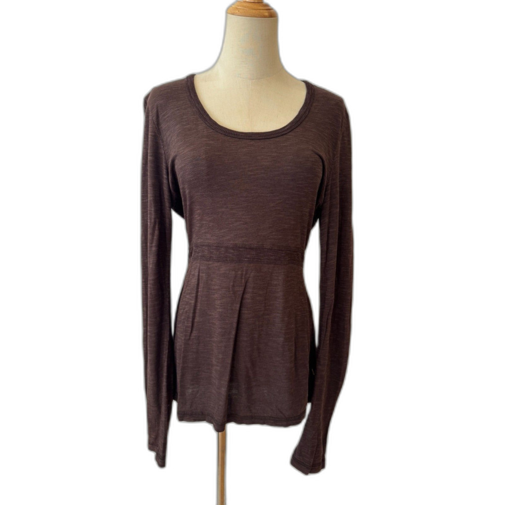 Horny Toad Toad&Co Brown Activewear Shirt Long Sleeves Scoop Neck Small